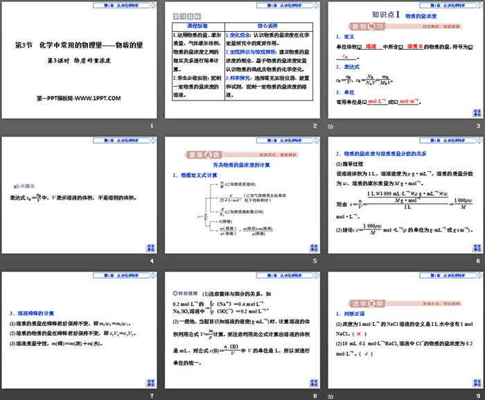 《化学中常用的物理量——物质的量》认识化学科学PPT课件(第3课时物质的量浓度)