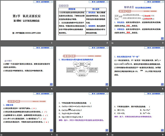 《氧化还原反应》元素与物质世界PPT课件(第1课时认识氧化还原反应)