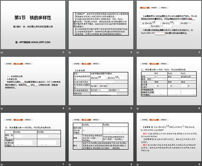 《铁的多样性》物质的性质与转化PPT课件(第2课时铁、铁的氧化物和铁的氢氧化物)