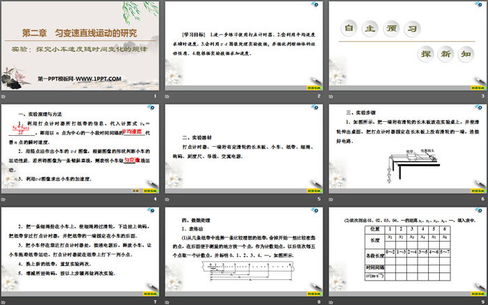 《实验：探究小车速度随时间变化的规律》匀变速直线运动的研究PPT下载