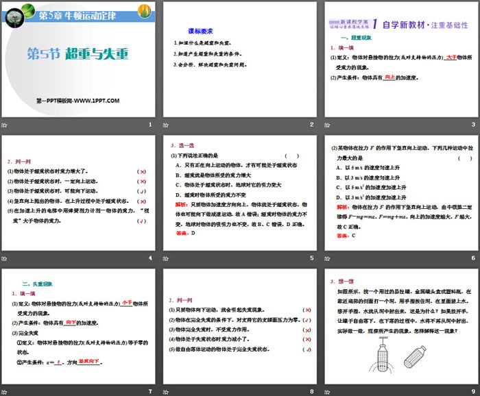 《超重与失重》牛顿运动定律PPT课件