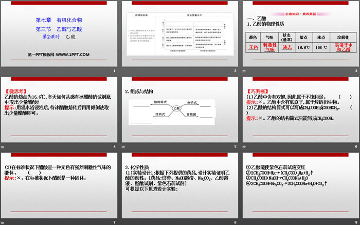 《乙醇与乙酸》有机化合物PPT(第2课时乙酸)