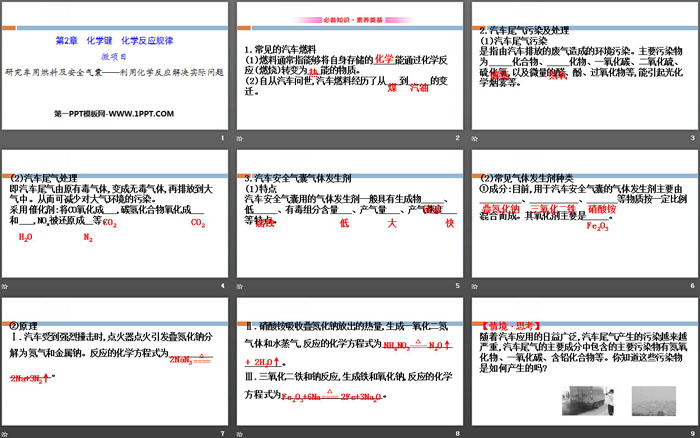 《微项目研究车用燃料及安全气囊—利用化学反应解决实际问题》化学键化学反应规律PPT