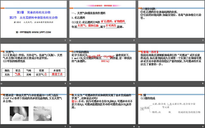 《从化石燃料中获取有机化合物》简单的有机化合物PPT(第1课时)