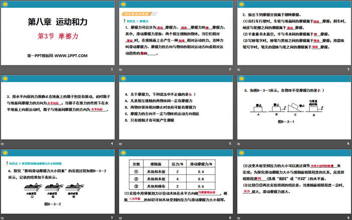 《摩擦力》运动和力PPT教学课件