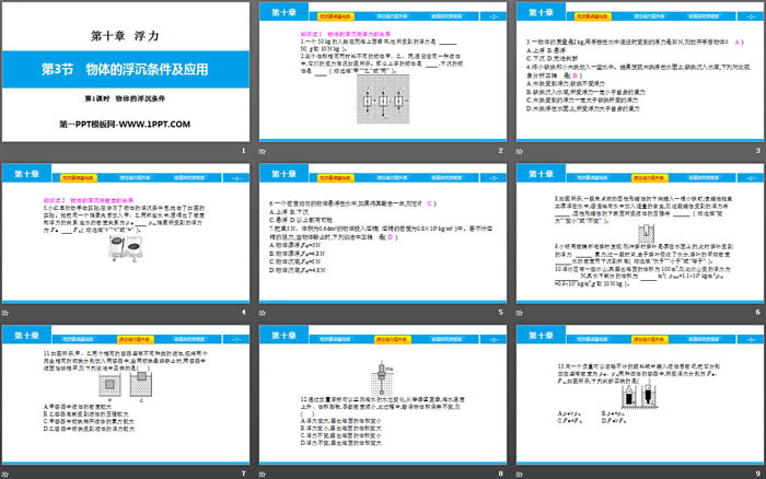 《物体的浮沉条件及应用》浮力PPT(第1课时)