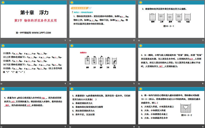 《物体的浮沉条件及应用》浮力PPT教学课件