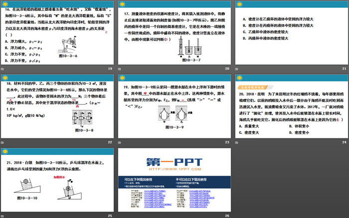 《物体的浮沉条件及应用》浮力PPT教学课件