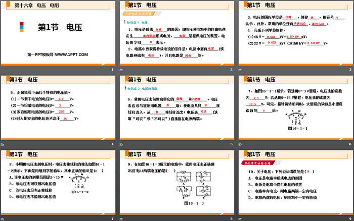 《电压》电压电阻PPT免费课件