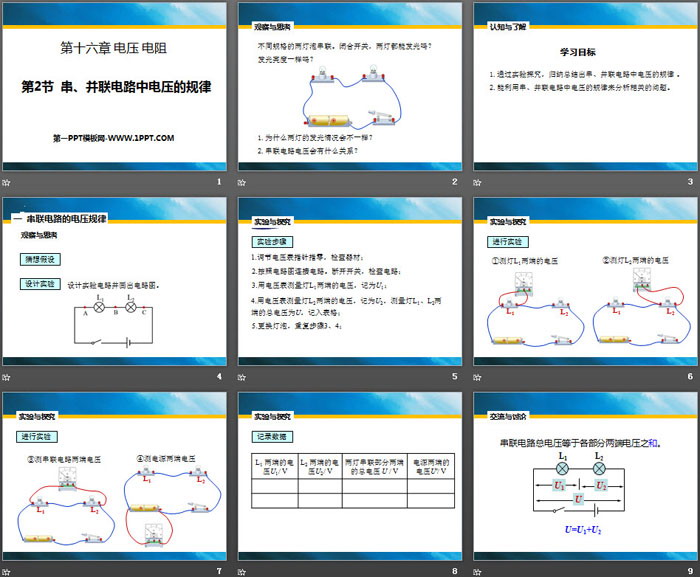《串、并联电路中电压的规律》电压电阻PPT下载