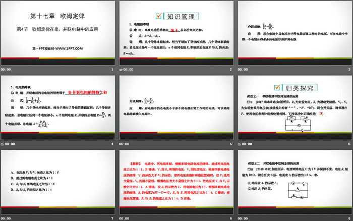 《欧姆定律在串、并联电路中的应用》欧姆定律PPT教学课件