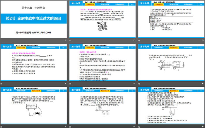 《家庭电路中电流过大的原因》生活用电PPT