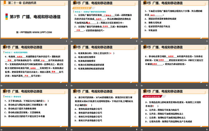 《广播、电视和移动通信》信息的传递PPT下载