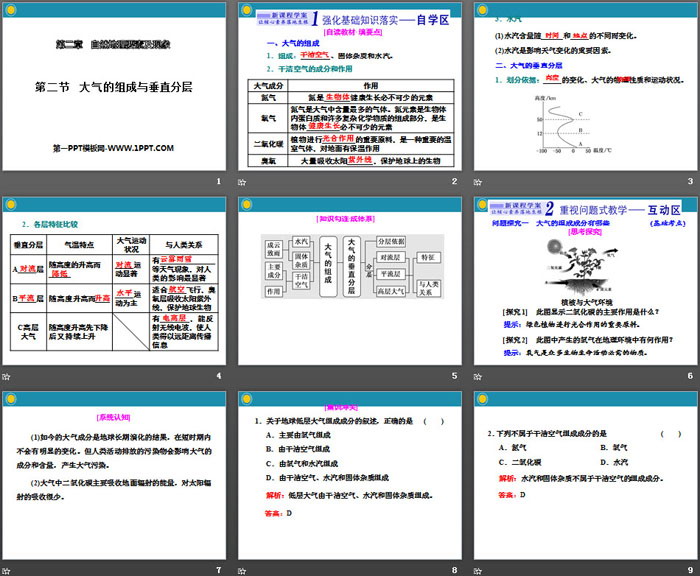 《大气的组成与垂直分层》自然地理要素及现象PPT