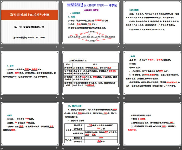 《主要植被与自然环境》地球上的植被与土壤PPT