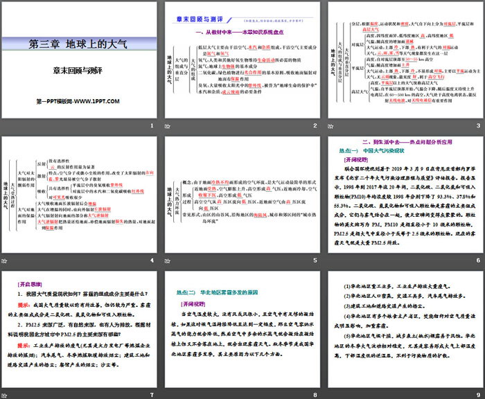 《章末回顾与测评》地球上的大气PPT