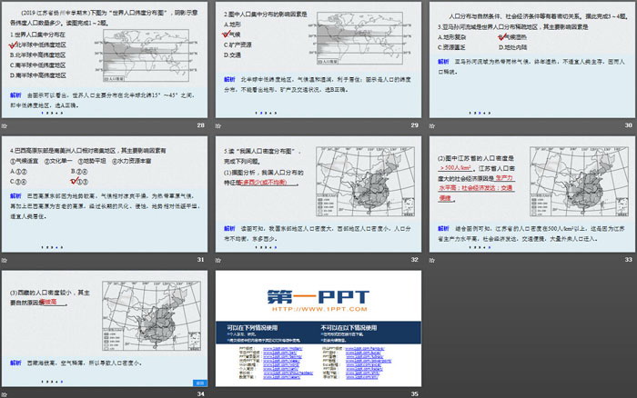 《人口分布的特点及影响因素》人口分布、迁移与合理容量PPT