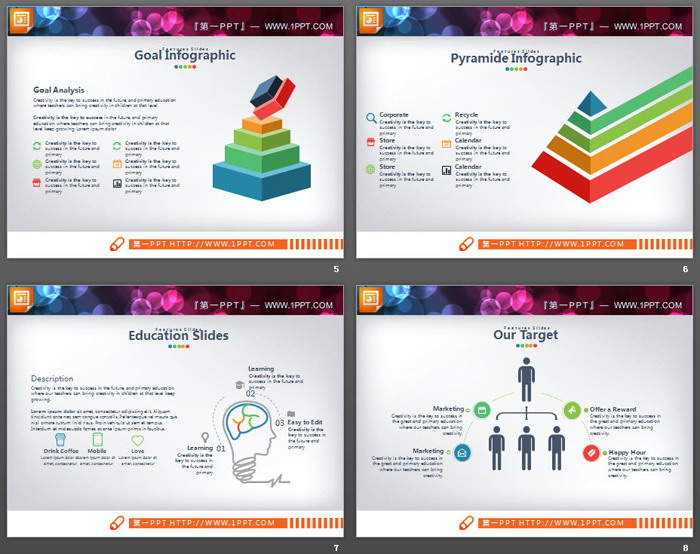 40张彩色扁平化PPT图表大全