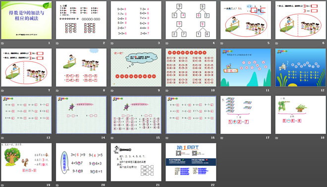 《得数是9的加法与相应的减法》10以内的加法和减法PPT课件