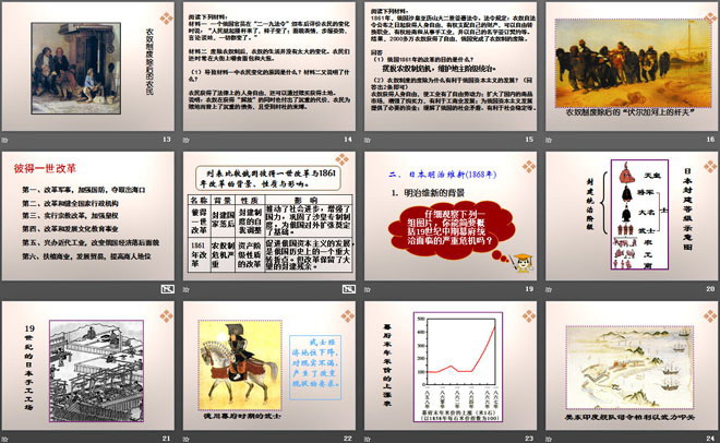 《俄国农奴制改革和日本明治维新》资产阶级统治的巩固扩大和国际工人运动PPT课件2