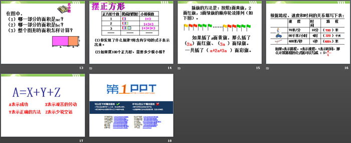 《用字母表示数的复习》PPT