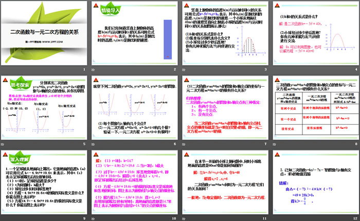 《二次函数与一元二次方程的关系》PPT下载