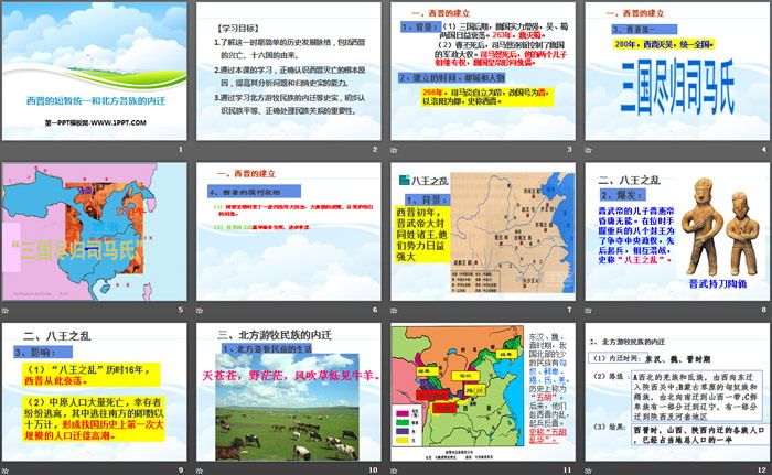 《西晋的短暂统一和北方各族的内迁》PPT下载