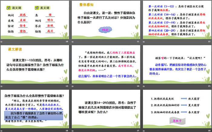 《慢性子裁缝和急性子顾客》PPT下载