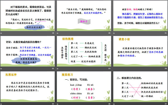 《慢性子裁缝和急性子顾客》PPT下载