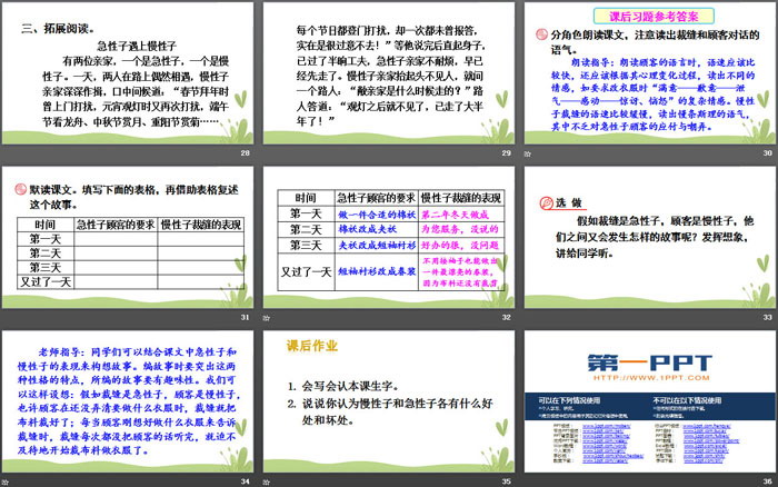 《慢性子裁缝和急性子顾客》PPT下载