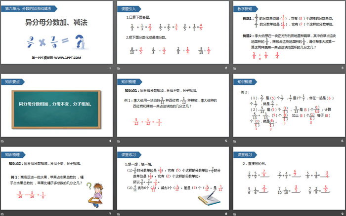 《异分母分数加、减法》分数的加法和减法PPT