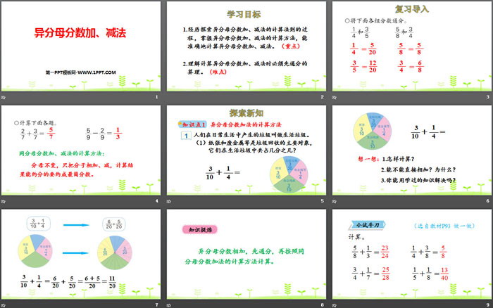 《异分母分数加、减法》分数的加法和减法PPT下载