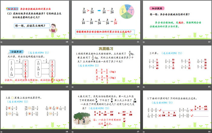 《异分母分数加、减法》分数的加法和减法PPT下载