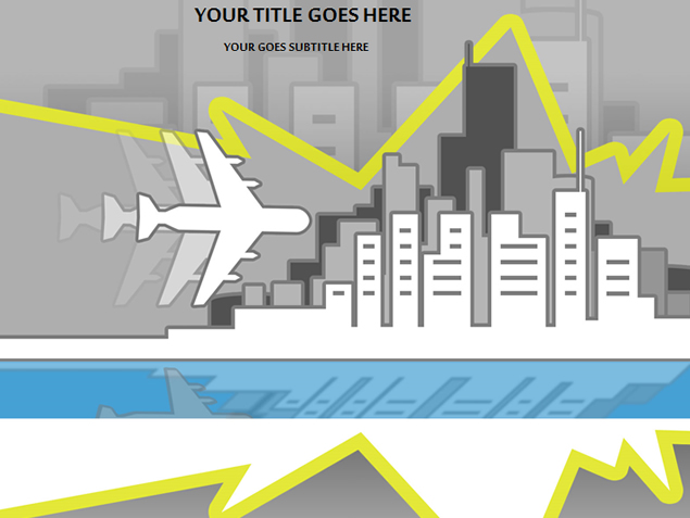 飞机 高楼国外优秀矢量商务PPT模板1