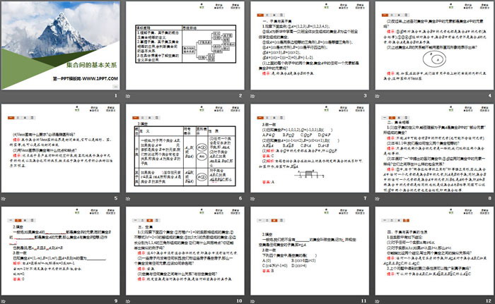 《集合间的基本关系》集合与常用逻辑用语PPT