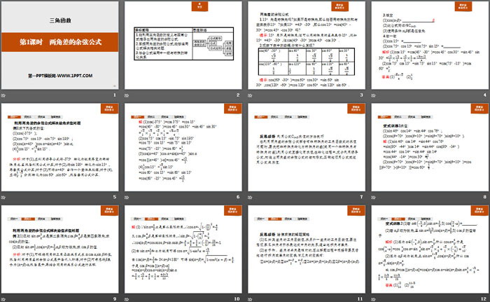 《两角差的余弦公式》三角函数PPT