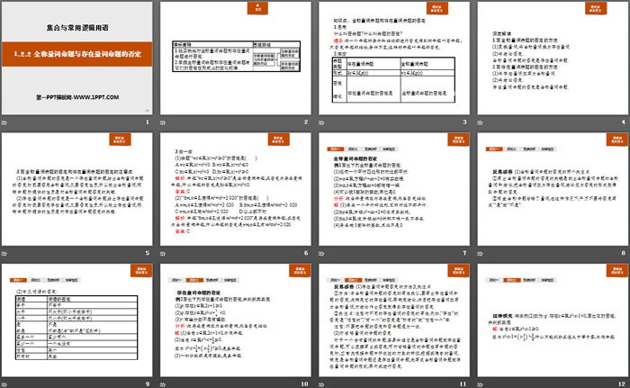 《全称量词命题与存在量词命题的否定》集合与常用逻辑用语PPT