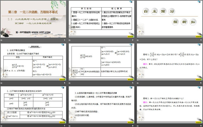 《二次函数与一元二次方程、不等式》一元二次函数、方程和不等式PPT课件(第2课时)