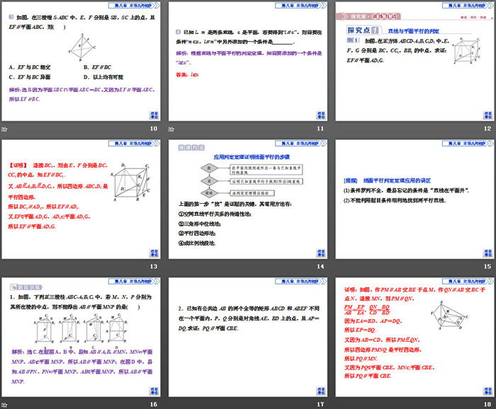 《空间直线、平面的平行》立体几何初步PPT(直线与平面平行)