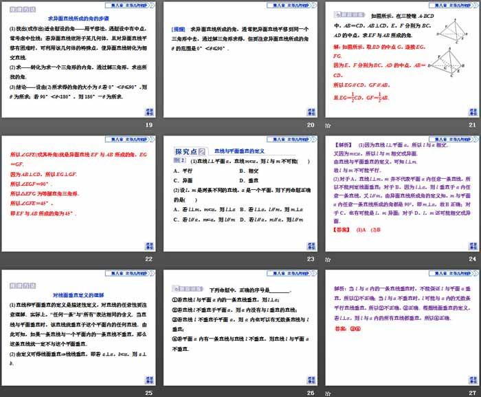 《空间直线、平面的垂直》立体几何初步PPT(直线与直线垂直、直线与平面垂直的定义及判定)