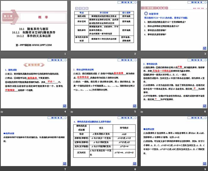 《随机事件与概率》概率PPT(有限样本空间与随机事件,事件的关系和运算)