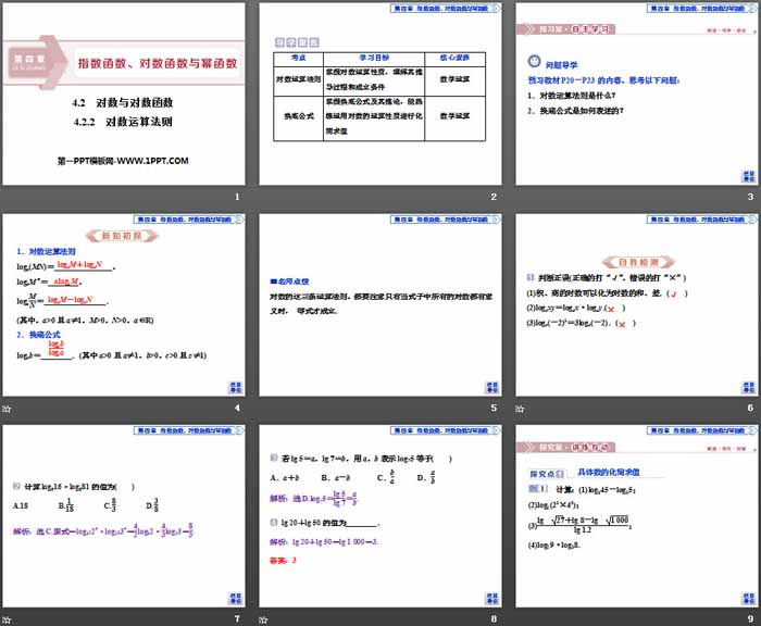 《对数与对数函数》指数函数、对数函数与幂函数PPT课件(对数运算法则)