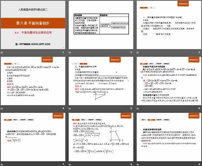 《平面向量线性运算的应用》平面向量初步PPT