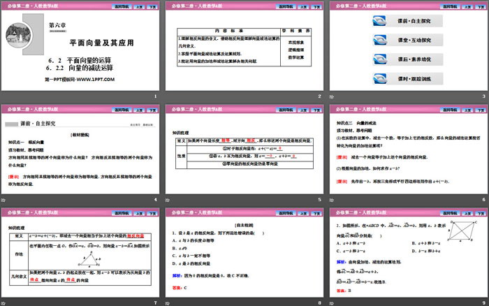 《平面向量的运算》平面向量及其应用PPT下载(向量的减法运算)