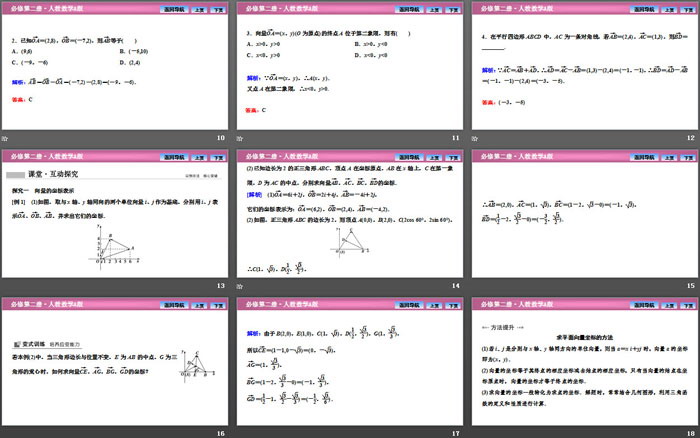 《平面向量基本定理及坐标表示》平面向量及其应用PPT下载(平面向量的正交分解及坐标表示、平面向量加减运算的坐标表示)