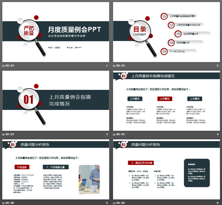 简洁月度质量管理例会PPT模板