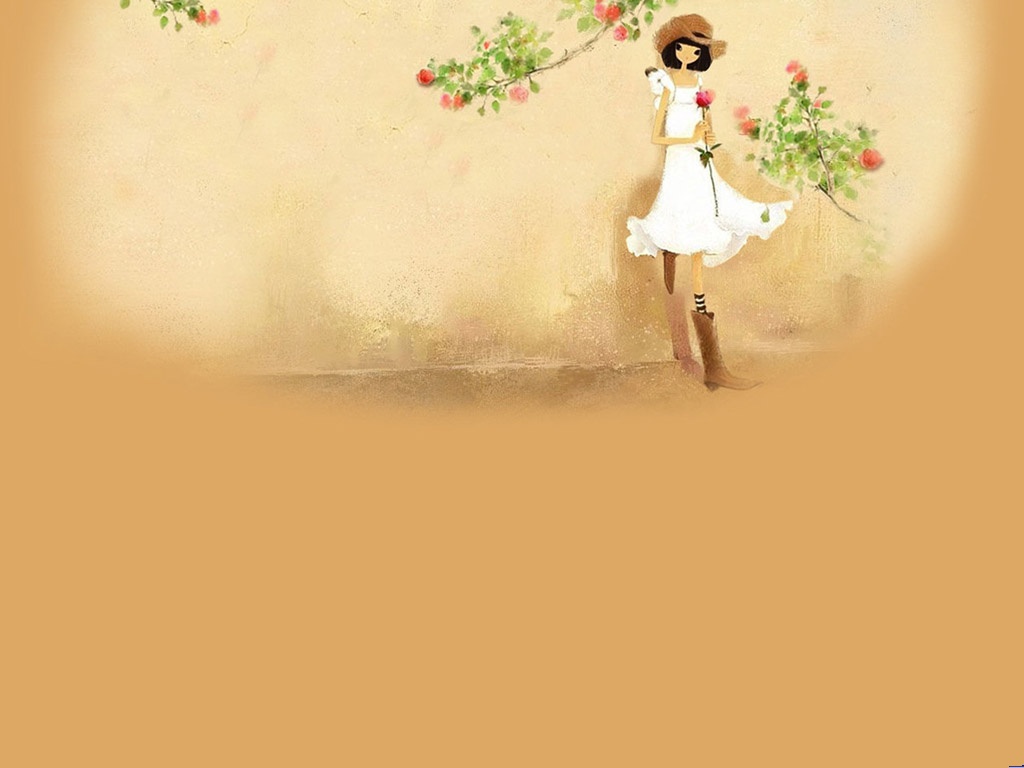 手拿鲜花的可爱女孩背景图片