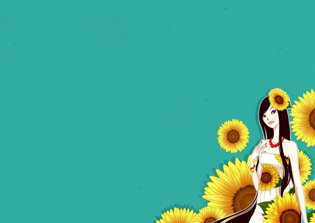 女孩向日葵背景图片