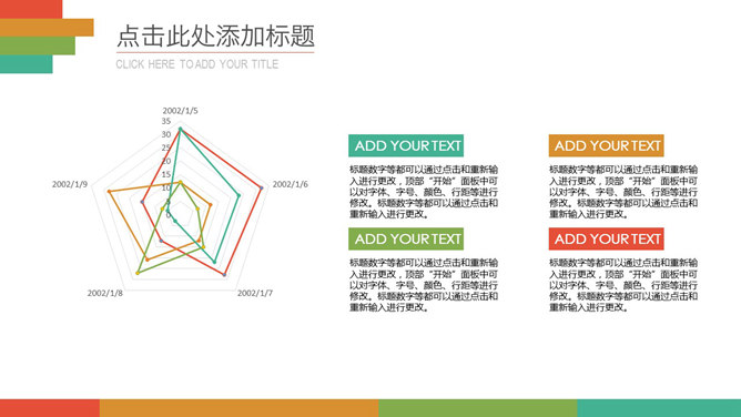 清新配色雷达图PPT模板