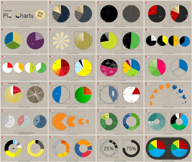 53页PPT饼图素材合集